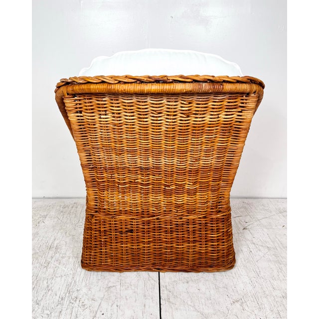 Brown Vintage Wicker Work Style Wicker Rattan Lounge Chair For Sale - Image 8 of 12