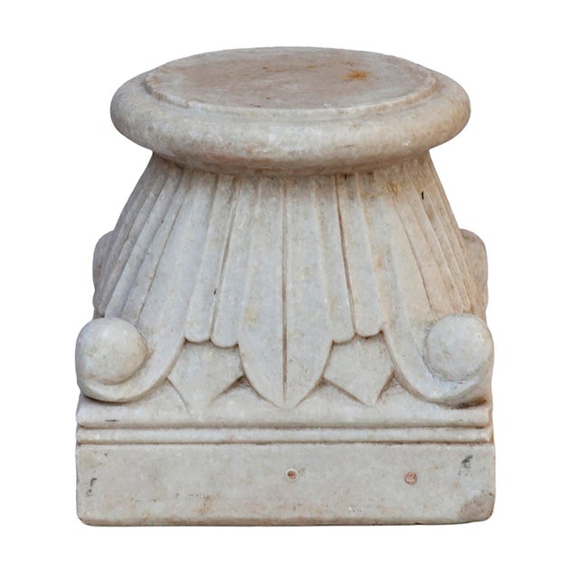 Antique Carrera Marble Column Base For Sale - Image 9 of 11