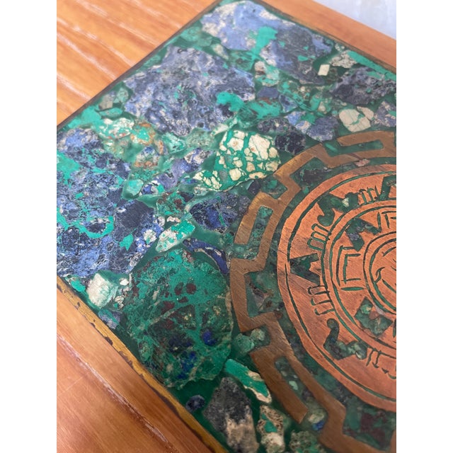 Los Castillo Vintage Mexican Modern Los Castillo Mixed Metal and Stone Box For Sale - Image 4 of 12