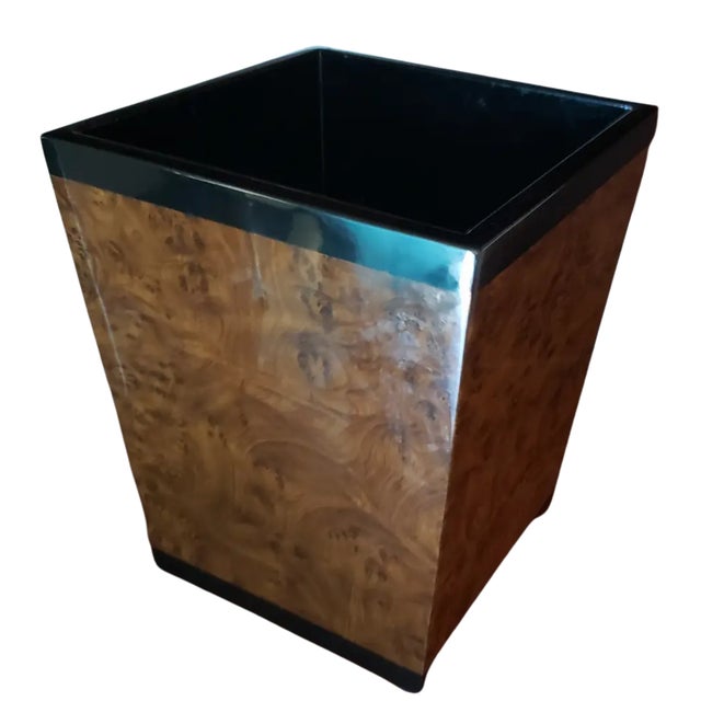 Late 20th Century Vintage Walnut Burl Wood Wastebasket Planter Box Jardiniere For Sale - Image 5 of 5