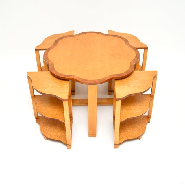 Art Deco Birds Eye Maple Nesting Tables, 1930s, Set of 5 For Sale - Image 4 of 11