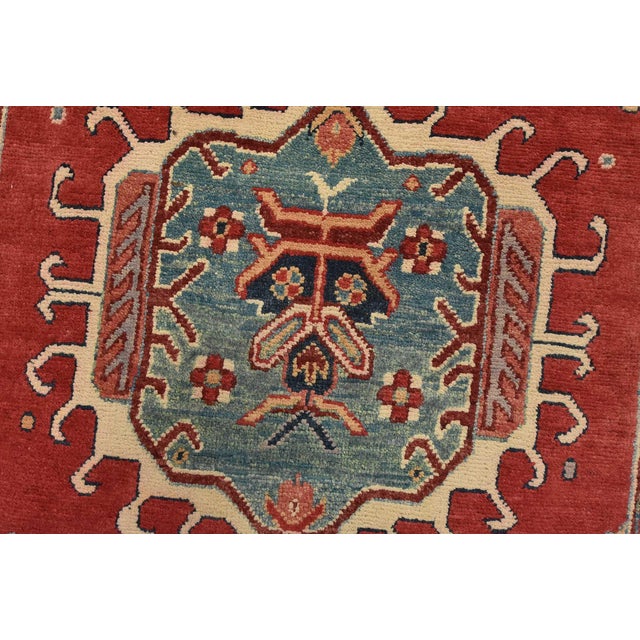 Textile Kazak Runner 2’8” X 9’10” Red Wool Tribal Hand-Knotted Oriental Rug For Sale - Image 7 of 13