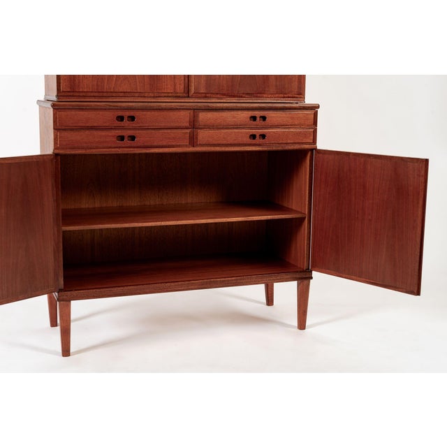 1960s Mid Century Danish Modern Teak Storage Cabinet, Circa 1960, Two-Piece For Sale - Image 5 of 15