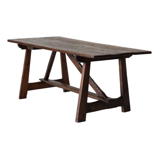 Spanish Poplar Trestle Table For Sale