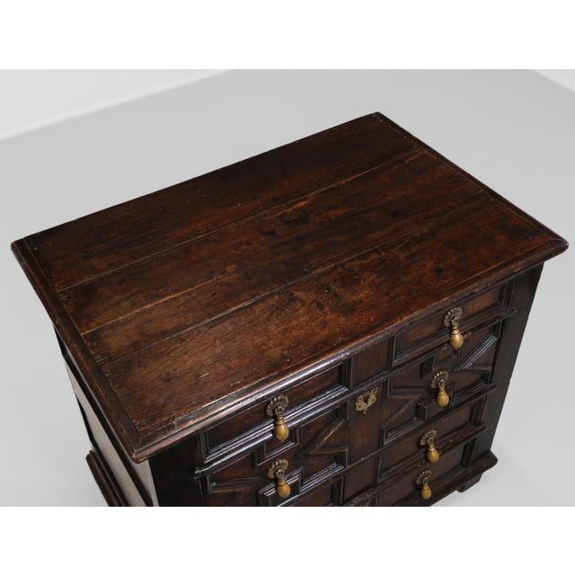 Small 17th Century Charles II Joined Oak Chest of Drawers For Sale - Image 11 of 15
