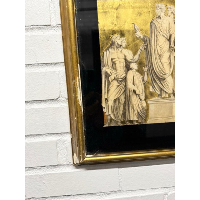 1950s Neoclassic Decoupage Reverse Painting Engraving Framed Art - Set of 2 For Sale In New York - Image 6 of 9