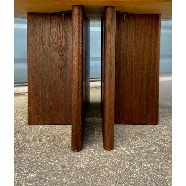 Mid Century Modern Marble End Table With Teak Base | in the Style of Heinz Lilienthal For Sale - Image 11 of 12
