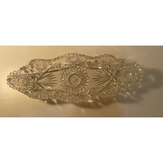 Antique Cut Glass Celery Dish - Relish Tray - 13” For Sale In Philadelphia - Image 6 of 10
