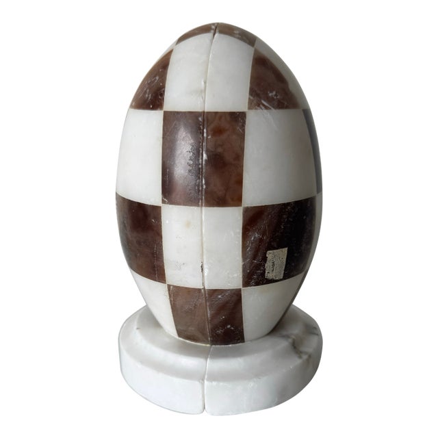 Vintage Alitalia Italian Alabaster Checkerboard Bookends – A Pair For Sale