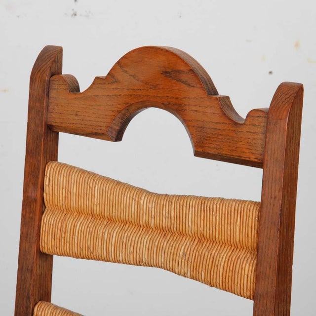 Vintage Straw-Seated Chairs in Oak, 1940, Set of 6, in Good conditions. Designed 1920 to 1949