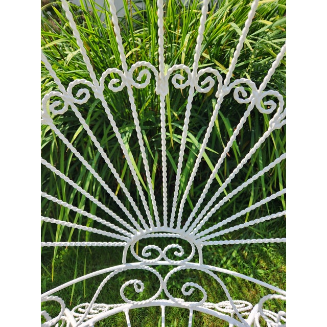 Vintage White Twisted Metal Peacock Chair For Sale In New York - Image 6 of 10