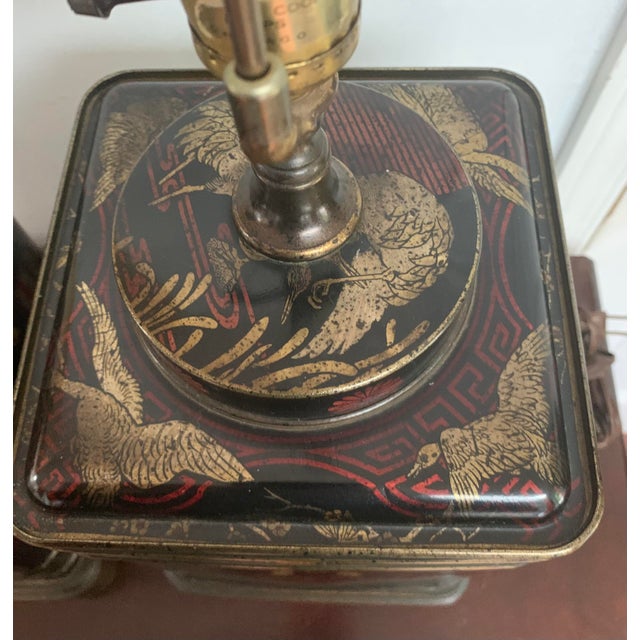 Frederick Cooper Vintage Asian Fredrick Cooper Tin Tea Table Lamp - a Pair For Sale - Image 4 of 11