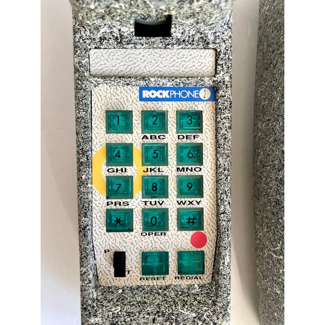 Postmodern 1980s Postmodern Memphis Rock Phone 2 Faux Granite Desk Telephone For Sale - Image 3 of 12