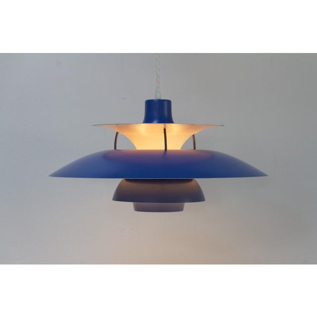 Danish vintage blue ceiling pendant ph5 by poul henningsen, 1960s. iconic danish lighting designed in 1958 by poul...