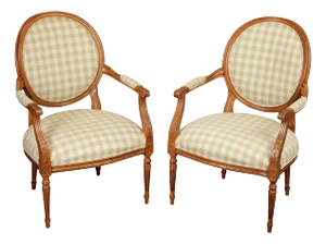 Ethan Allen French Louis XVI Style Pair of Fauteuil Armchairs