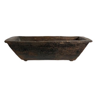 Vintage Old India Wood Trough Bowl For Sale
