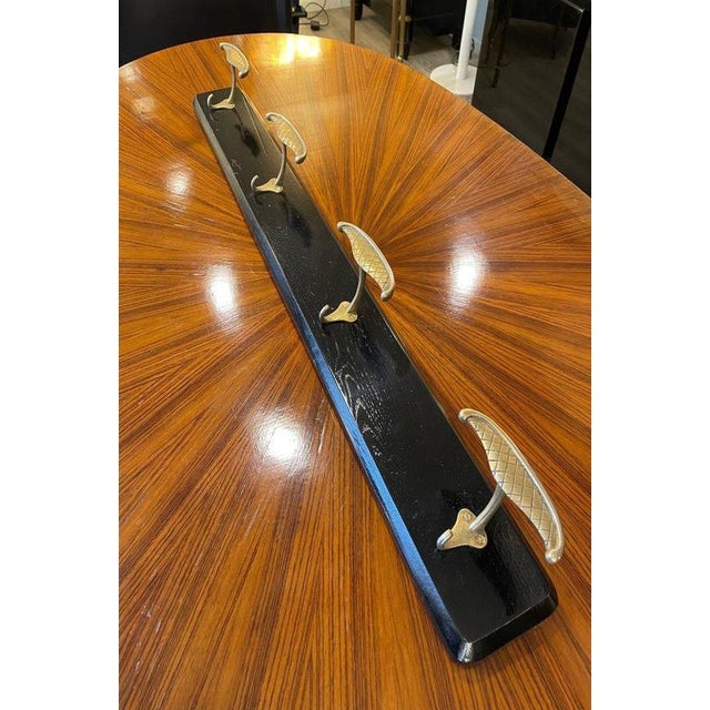 Ebonized Wooden Coat Rack with Brass Knobs, 1950s For Sale - Image 4 of 14