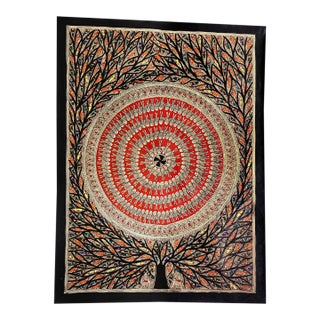 Circle of Life — Original Hand-Painted Madhubani Folk Art by National Award Winner Mamta Devi, 2016 For Sale