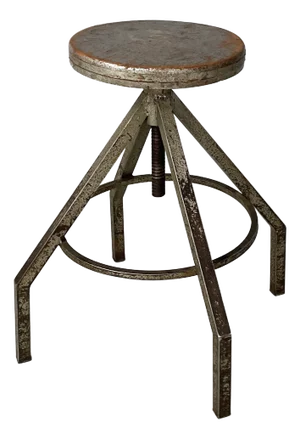 Industrial Italian Adjustable Stool in Grey Wood and Metal, 1950s