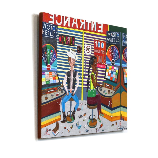 Abstract The Pavement #4 - Original Urban Pop Art Mixed Media Artwork on Wood by Fabio Coruzzi For Sale - Image 3 of 9