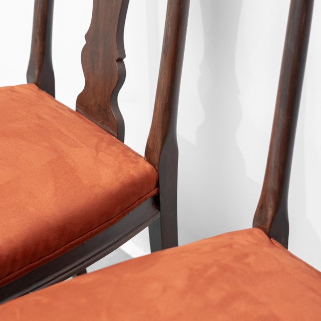 Brown Brown Wood and Fabric Chairs, 1950s, Set of 4 For Sale - Image 8 of 12