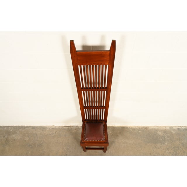Late 20th Century Frank Lloyd Wright Style Arts & Crafts Mahogany Monumental High Back Side Chair or Dining Chair For Sale - Image 5 of 13