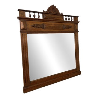 French Style Oak Carved Wall Mirror For Sale