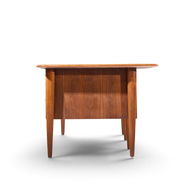 Mid 20th Century Alma Castilian Mid Century Walnut and Leather Executive Desk For Sale - Image 5 of 11
