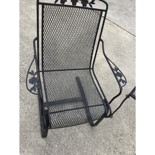 Russell Woodard Wrought Iron Bouncy Patio Chair Table Set a Pair