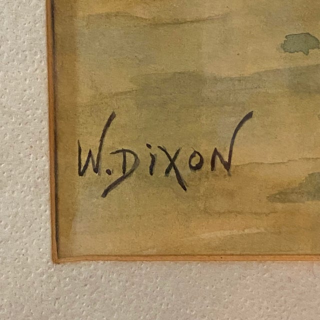 Vintage Mid-Century Landscape Watercolor Lake Scene Framed Wall Art Signed W Dixon For Sale - Image 4 of 12