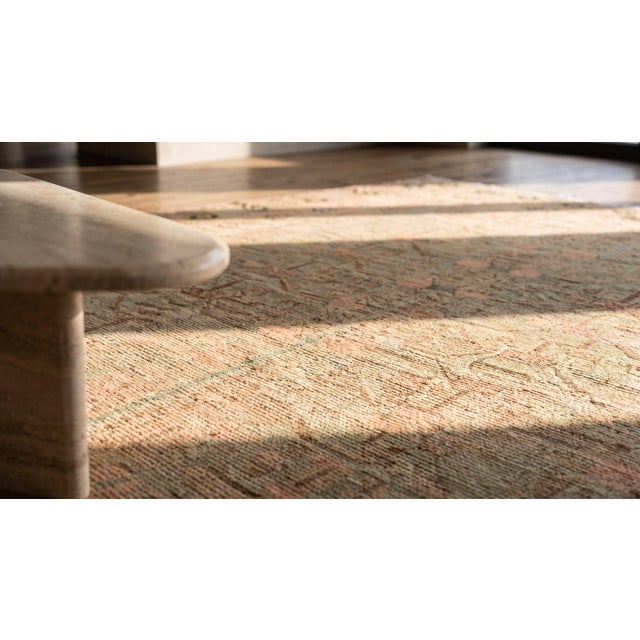 1930s Green Geometric Antique Central Asian Khotan Rug 5'8" X 11' Handknotted Wool Carpet For Sale In New York - Image 6 of 7