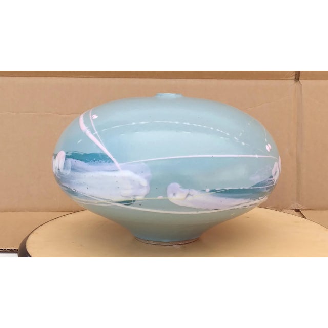 1980's Mark Chamberlain Extra Large Studio Art Pottery Bud Vase Weed Pot For Sale - Image 6 of 9