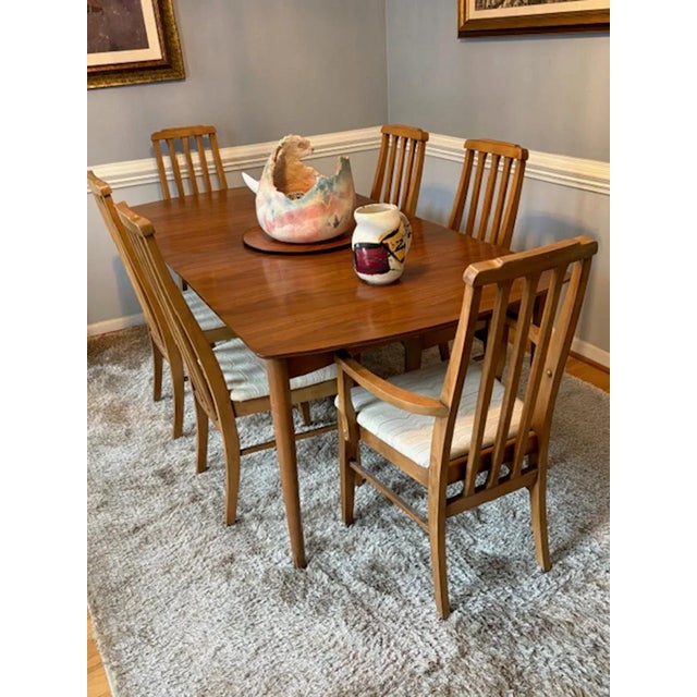 Auburn 6 X Mid-Century Modern 60’s Walnut Dining Chairs by Lenoir For Sale - Image 8 of 9