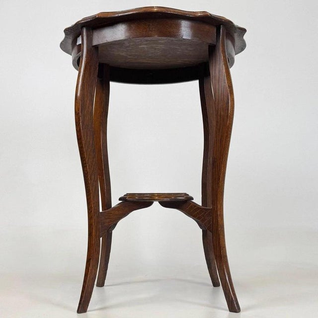 Brown Antique English Oak Side Table, 1900s For Sale - Image 8 of 10