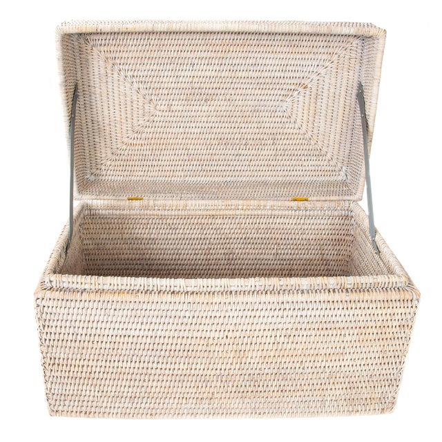 Artifacts Rattan Rectangular Hinged Chest For Sale - Image 4 of 6