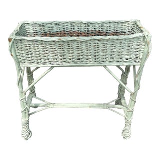 Antique Woven Wicker Plant Box For Sale