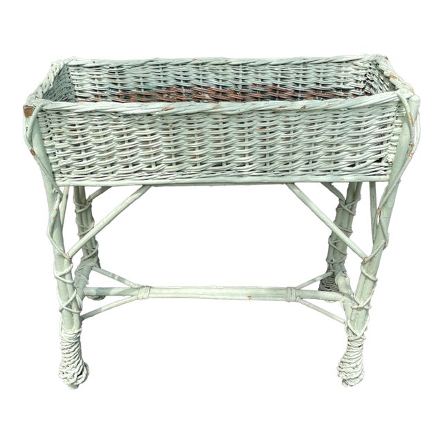 Antique Woven Wicker Plant Box For Sale