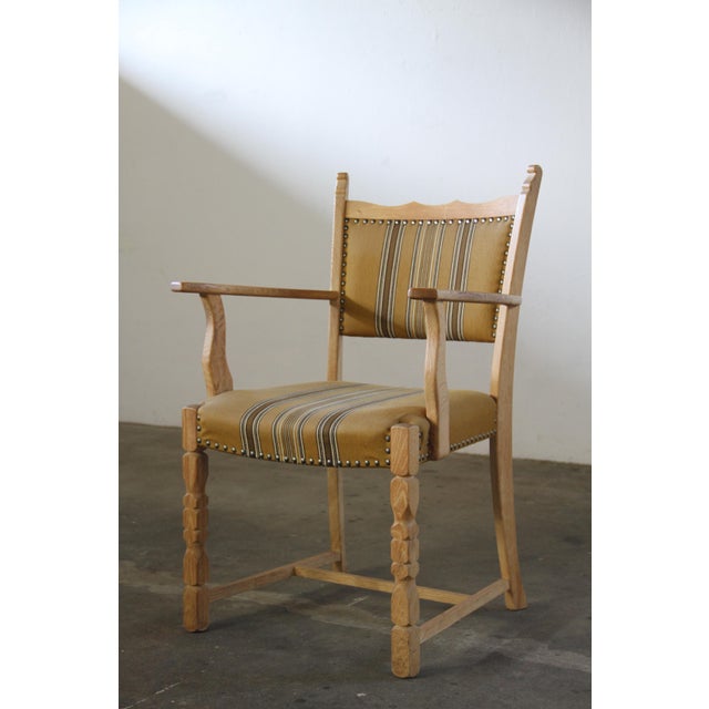 Vintage Danish Oak Brutalist Armchair in the style of Henning Kjærnulf, 1960s For Sale - Image 18 of 18