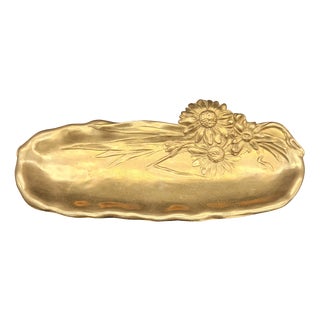 Art Nouveau Shelf with Floral Motif in Brass, 1890s For Sale