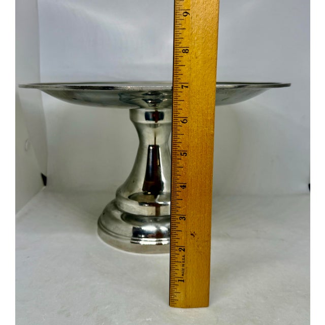 Vintage Stainless Steel 7” Tall Pedestal Cake Stand For Sale - Image 10 of 12