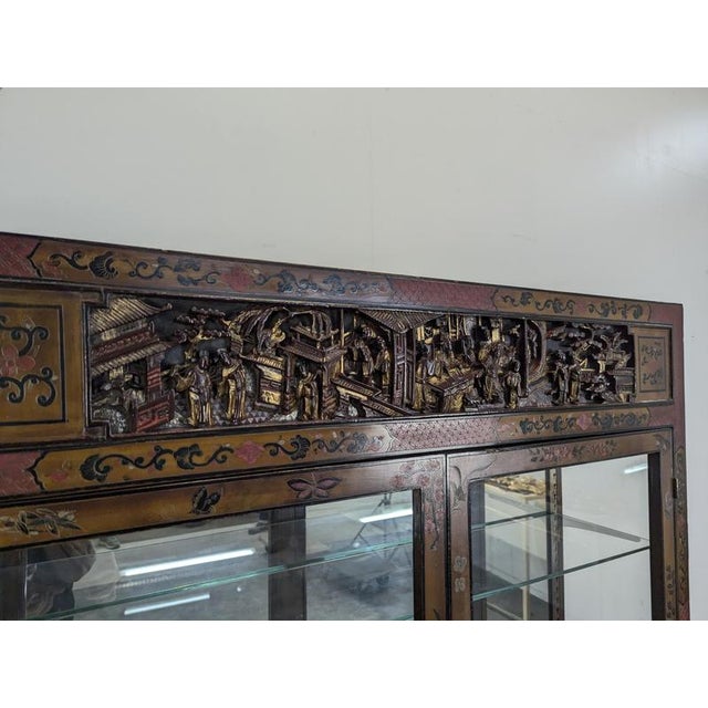 Chinese Richly Carved Display Cabinet, 1900s For Sale - Image 6 of 12