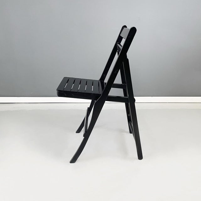 Zanotta IModern Italian Wood Folding Chair Morettina attributed to Ettore Moretti for Zanotta, 1970s For Sale - Image 4 of 16