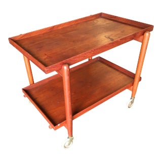 Poul Hundevad Attributed Danish Modern Expanding Rolling Bar Cart For Sale