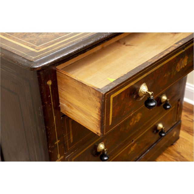 Wood 19th Century Faux-Grained Painted Four Drawer Chest of Drawers For Sale - Image 7 of 11