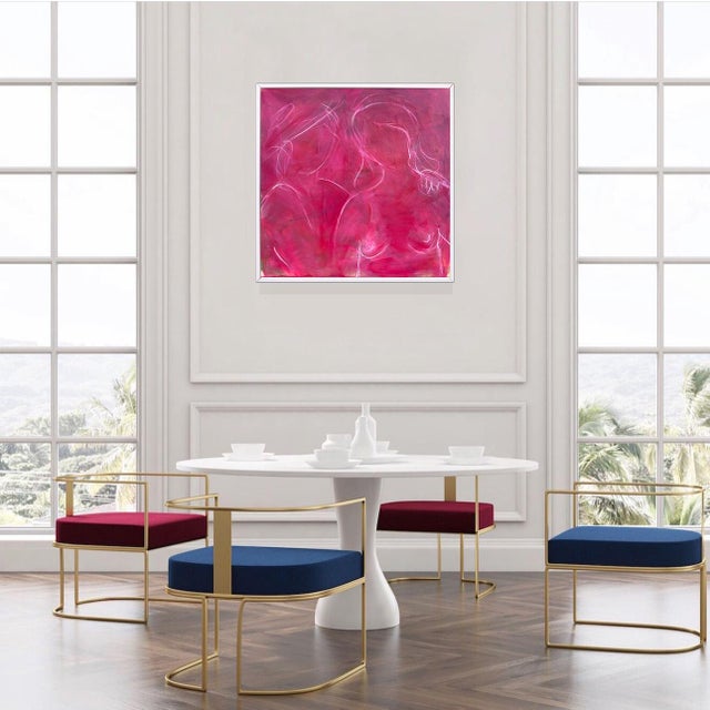 "Lovebirds" by Trixie Pitts Minimalist Expressionist Abstract Oil Painting For Sale - Image 9 of 10