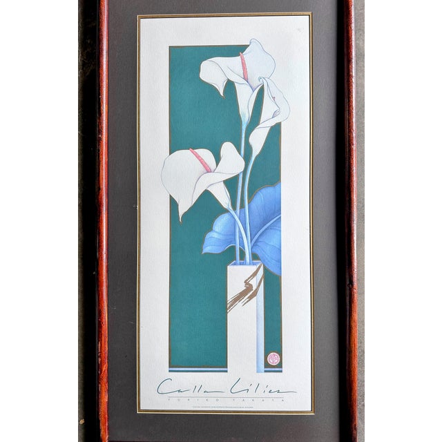 A gorgeously large graphic framed Yuriko Takata Calla Lilies lithograph. “1982 Yuriko Takata/Published and distributed by...