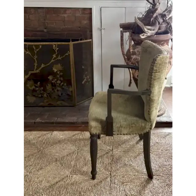 Mid 20th Century Mid Century Arm Chair in Velvet With Nail Heads For Sale - Image 5 of 11