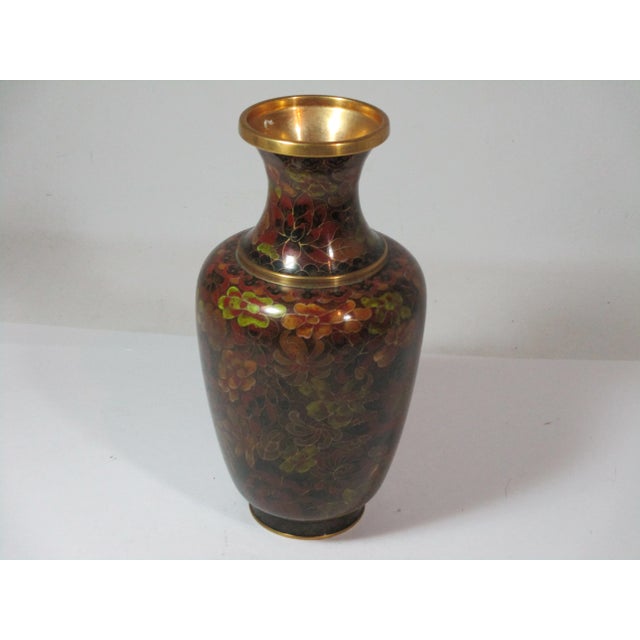1960s Vintage Chinese Cloisonne Floral Vase For Sale - Image 9 of 9