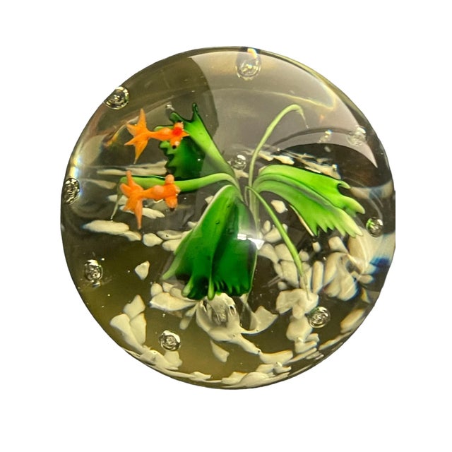 Mid-Century Modern Vintage Goldfish Blown Glass Paper Weight For Sale - Image 3 of 6