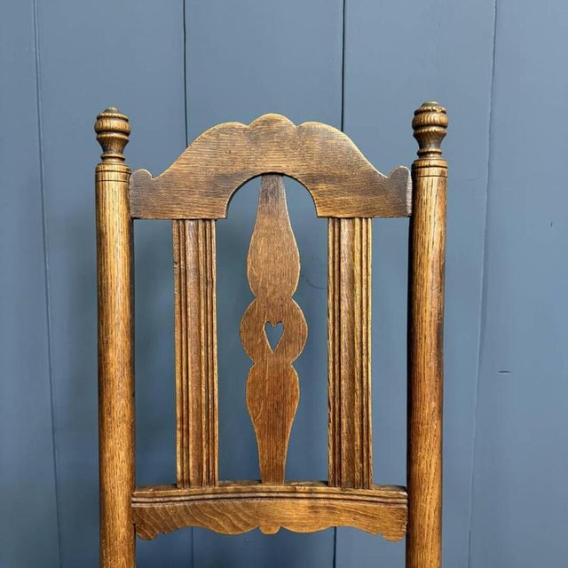 Dutch Oak Chair with Rush Seat For Sale - Image 5 of 14